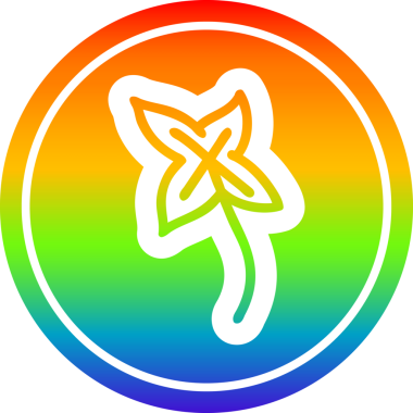 Gökkuşağı gradyan bir insan tarafından çizilmiş doğal yaprak dairesel simgesi