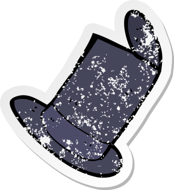 Bir insan tarafından çizilmiş eski bir silindir şapkanın gerilimli çıkartması.