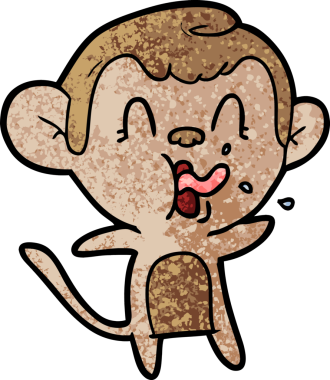 Bir insan tarafından çizilmiş çılgın çizgi film maymunu