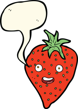 Bir insan tarafından çizilmiş düşünce baloncuklu karikatür çileği