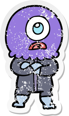 Bir insan tarafından çizilmiş kızgın bir Tepegöz uzaylı uzay adamının çıkartması.