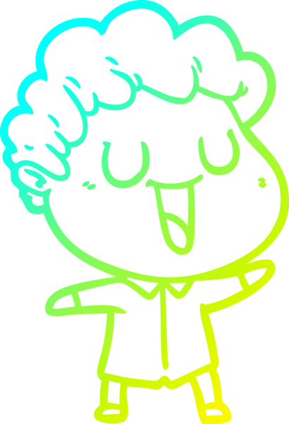 Bir insan tarafından çizilmiş gülen bir çizgi film karakterinin soğuk gradyan çizgisi.