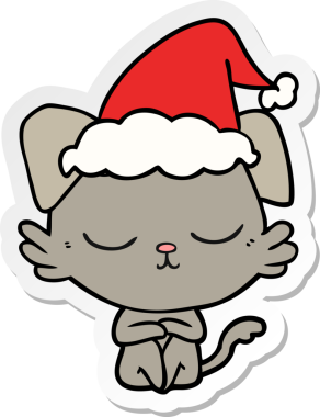 Bir insan tarafından çizilmiş Noel Baba şapkası takan bir köpeğin çizdiği el yazısı.