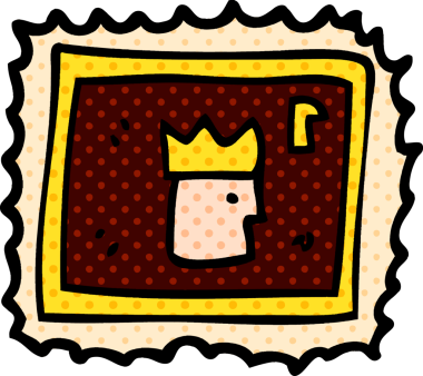 Bir insan tarafından çizilmiş bir karton pul.