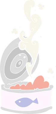 Bir insan tarafından çizilmiş ton balığı konservesinin düz renk çizimi