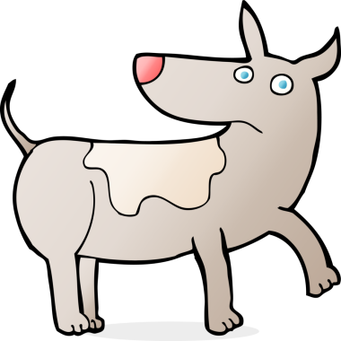 Bir insan tarafından çizilmiş komik bir çizgi film köpeği.