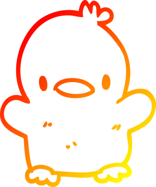 Bir insan tarafından çizilmiş bir bebek ördeğin sıcak çizgi çizimi