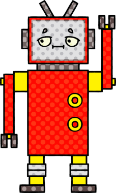 bir insan tarafından çizilmiş bir robotun çizgi roman tarzı