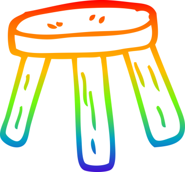 gökkuşağı gradyan çizgi çizimi bir insan tarafından çizilmiş küçük tabure