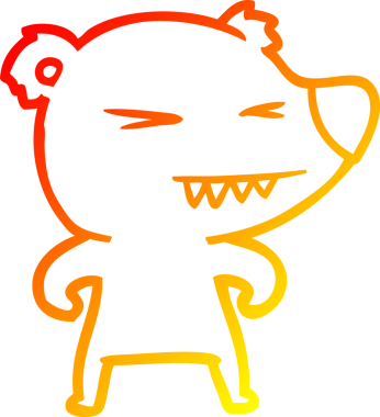 Bir insan tarafından çizilmiş kızgın bir kutup ayısının sıcak çizgi çizimi