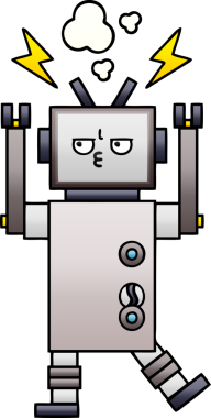 Bir insan tarafından çizilmiş bir robotun gölgelenmiş çizimi