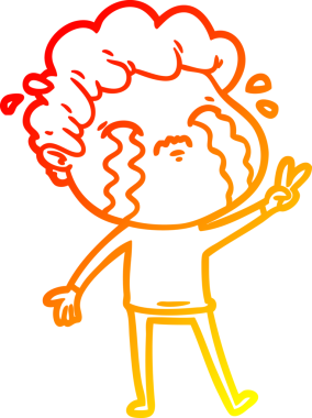 Bir insan tarafından çizilmiş ağlayan bir çizgi film karakteri çizimi.