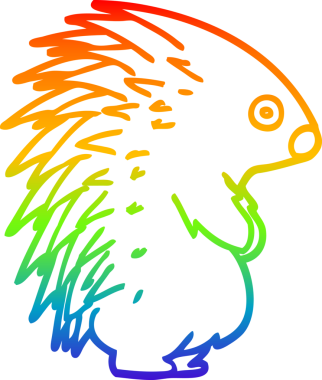 gökkuşağı gradyan çizgi çizimi Bir insan tarafından çizilmiş dikenli kirpi