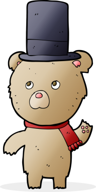 Bir insan tarafından çizilmiş şapkalı çizgi film ayısı.