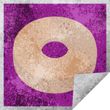 bir insan tarafından çizilmiş donut grafik vektör illüstrasyon kare etiketi