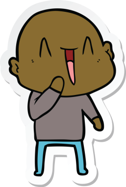 Bir insan tarafından çizilmiş mutlu, kel bir adamın çıkartması.