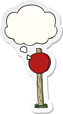 insan tarafından çizilmiş bir çıkartma olarak düşünce baloncuğu ile çizgi film işareti iletisi