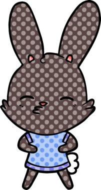 Bir insan tarafından çizilmiş meraklı tavşan çizgi filmi.