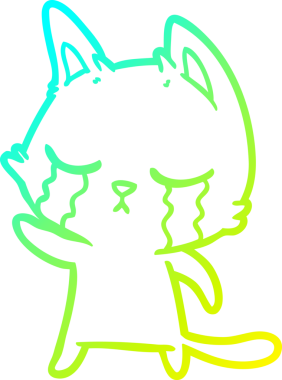 Ağlayan bir çizgi film kedisinin insan tarafından çizilmiş soğuk eğim çizgisi.