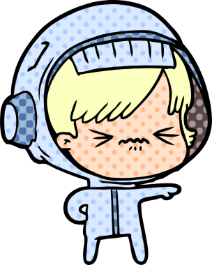 Bir insan tarafından çizilmiş kızgın uzay kızı.