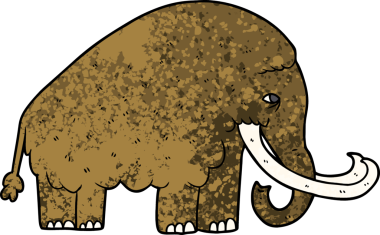 Bir insan tarafından çizilmiş mamut çizgi filmi.