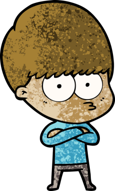 Bir insan tarafından çizilmiş sinirli çizgi film çocuğu.