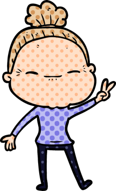 Bir insan tarafından çizilmiş barışçıl yaşlı bir kadın.