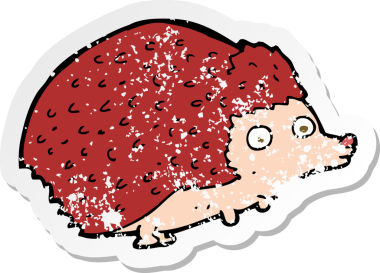 Bir insan tarafından çizilmiş kirpinin gerilmiş çıkartması.