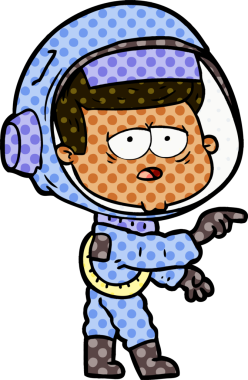 Bir insan tarafından çizilmiş yorgun astronot çizgi filmi.