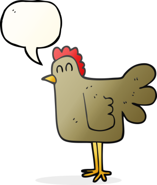 Bir insan tarafından çizilmiş serbest konuşma balonu çizgi filmi tavuğu.