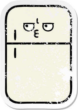 Bir insan tarafından çizilmiş şirin bir buzdolabının sıkıntılı çıkartması.