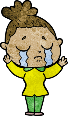 Bir insan tarafından çizilmiş ağlayan kadın çizgi filmi.