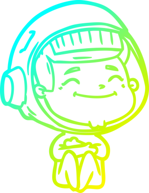 Bir insan tarafından çizilmiş mutlu bir astronotun soğuk gradyan çizimi.