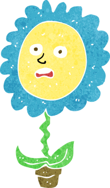 Bir insan tarafından çizilmiş karikatür çiçeği.