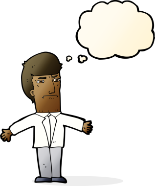 Bir insan tarafından çizilen düşünce baloncuğuyla patron sinirlendi.