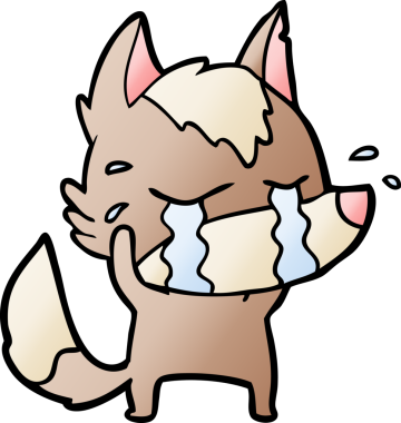 Bir insan tarafından çizilmiş ağlayan kurt çizgi filmi.