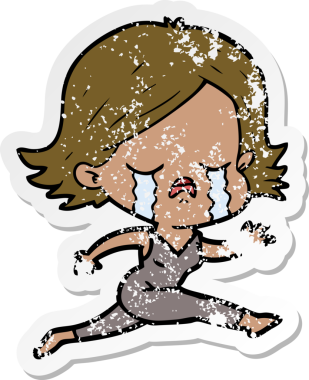 Bir insan tarafından çizilmiş bir karikatür kızının sıkıntılı çıkartması.