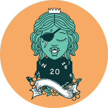 Bir insan tarafından çizilmiş 20 zarlı Ork haydut karakteri simgesi