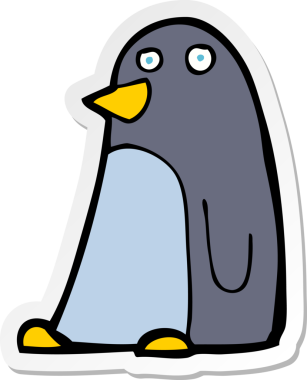Bir insan tarafından çizilmiş karikatür pengueni çıkartması.