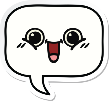 Bir insan tarafından çizilmiş şirin bir karikatür konuşma balonunun etiketi.