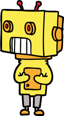 Bir insan tarafından çizilmiş çizgi film robotu