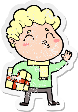 Bir insan tarafından çizilmiş karikatür adamın sıkıntılı çıkartması.