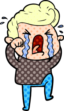 Bir insan tarafından çizilmiş ağlayan bir karikatür.