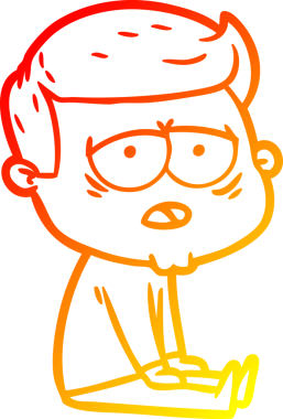 Bir insan tarafından çizilmiş, yorgun bir adamın çizgi çizimi.