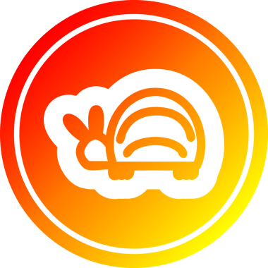 Bir insan tarafından çizilmiş sıcak eğimli sevimli böcek dairesel simgesi