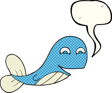 Bir insan tarafından çizilmiş karikatür balinası.