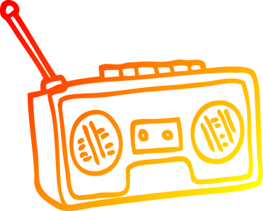 Bir insan tarafından çizilen çizgi film radyocusunun sıcak çizgi çizimi