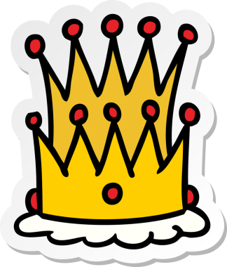 Bir insan tarafından çizilmiş iki tacın el çizimi karikatürü.