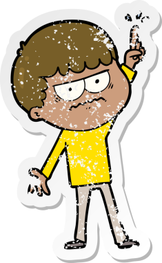 Bir insan tarafından çizilmiş sıkıntılı bir karikatür çıkartması.