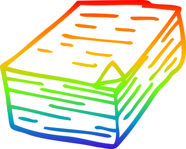 gökkuşağı gradyan çizgi çizimi bir insan tarafından çizilmiş bir kağıt yığını